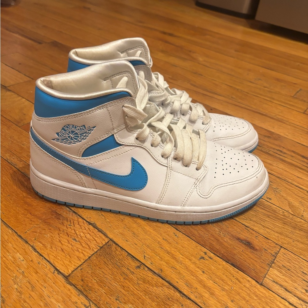White and Blue Jordans